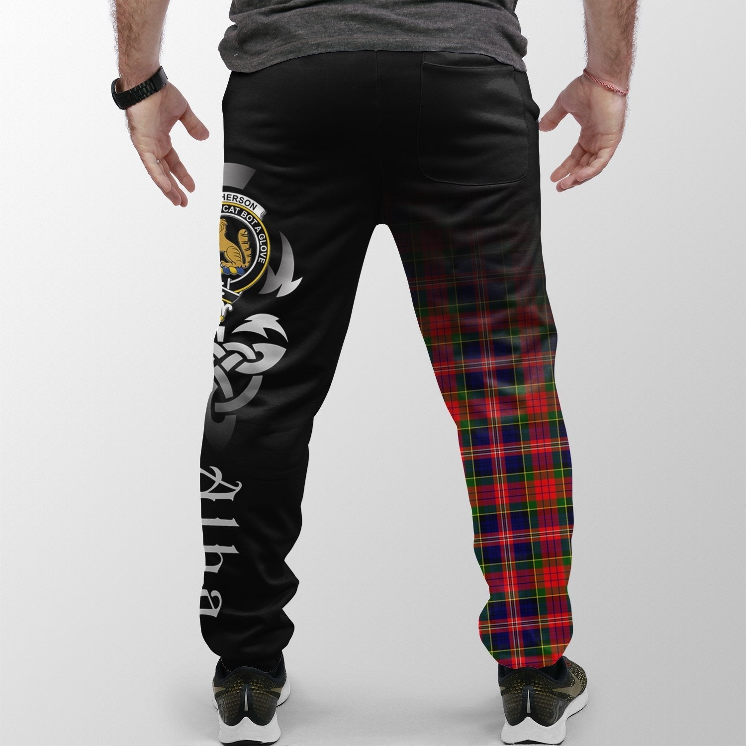 Clan MacPherson Modern Tartan Crest Jogger Sweatpants  Alba Celtic Style JF76 Clan MacPherson Tartan Today   