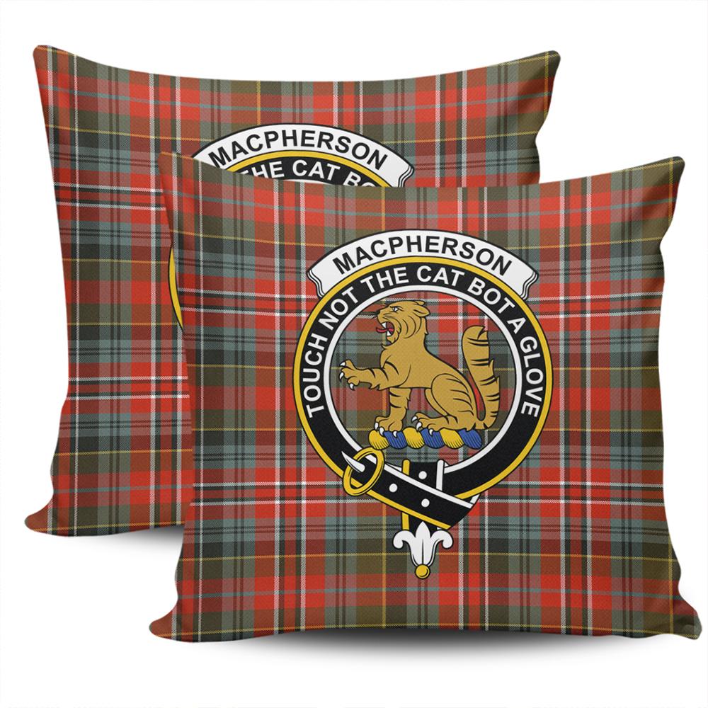 Clan MacPherson Weathered Tartan Crest Pillow Cover LD72 Clan MacPherson Tartan Today   
