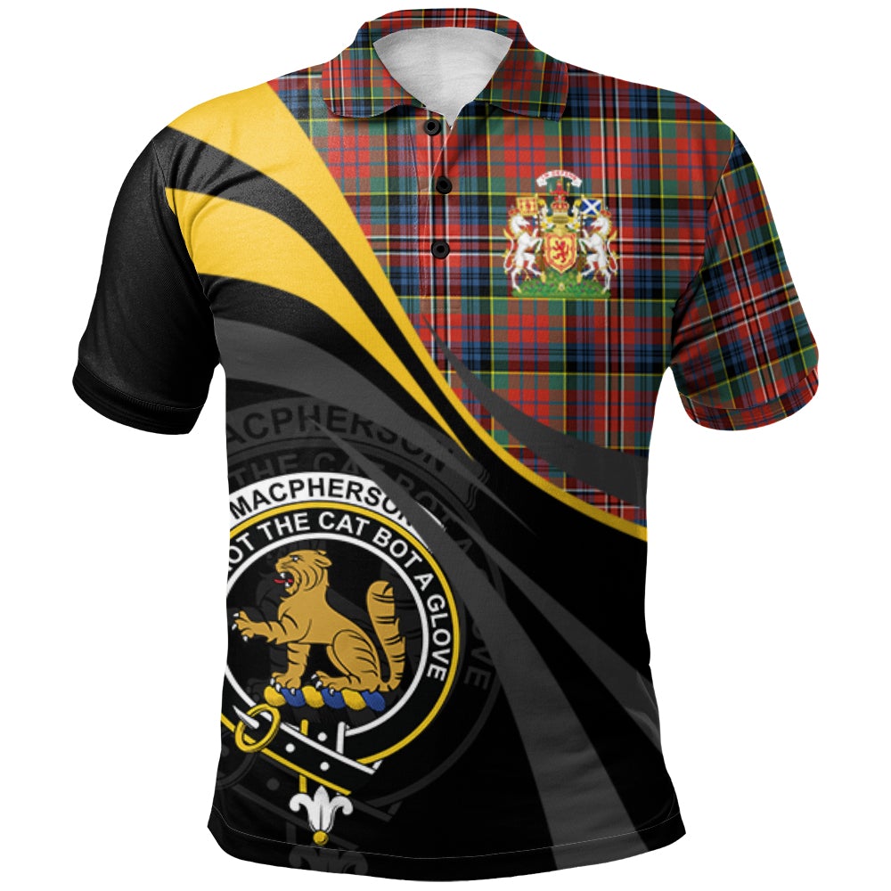 Clan MacPherson Ancient Tartan Polo Shirt - Royal Coat Of Arms Style WN18 MacPherson Ancient Tartan Tartan Polo   
