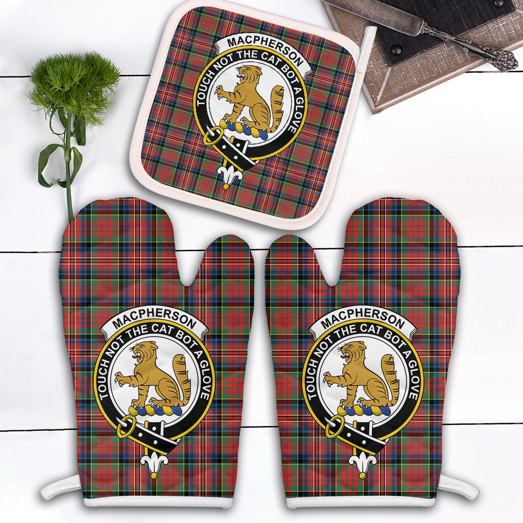 Clan MacPherson Ancient Tartan Crest Oven Mitt And Pot Holder (2 Oven Mitts + 1 Pot Holder) IU56 Clan MacPherson Tartan Today   