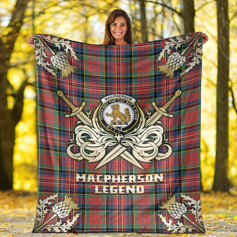 Clan MacPherson Ancient Tartan Gold Courage Symbol Blanket HG86 Clan MacPherson Tartan Today   