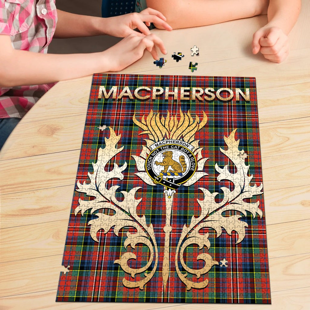 Clan MacPherson Ancient Tartan Crest Thistle Jigsaw Puzzles Gift For Family PB81 Clan MacPherson Tartan Today   