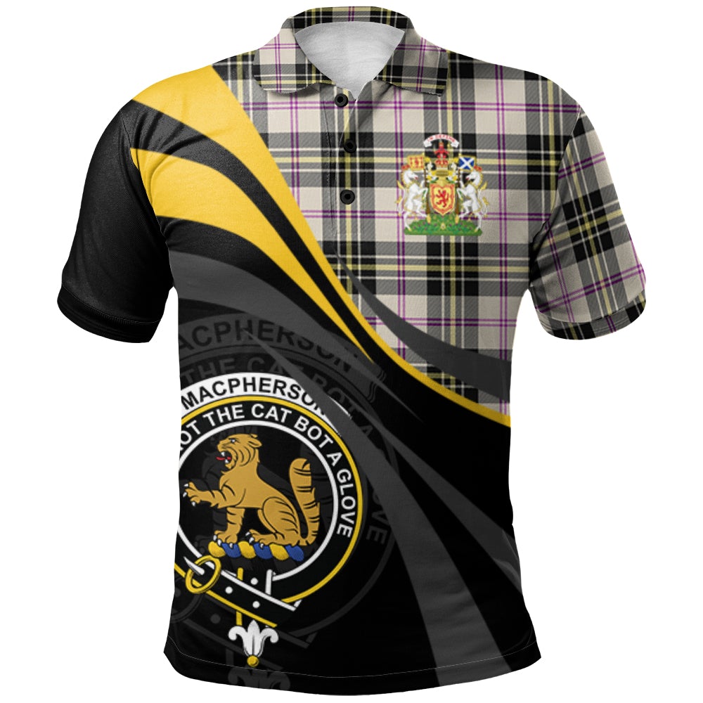Clan MacPherson Dress Ancient Tartan Polo Shirt - Royal Coat Of Arms Style PR33 MacPherson Dress Ancient Tartan Tartan Polo   