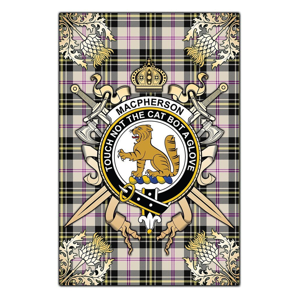 Clan MacPherson Dress Ancient Tartan Crest Black Garden Flag  - Gold Thistle  JY80 Clan MacPherson Tartan Today   