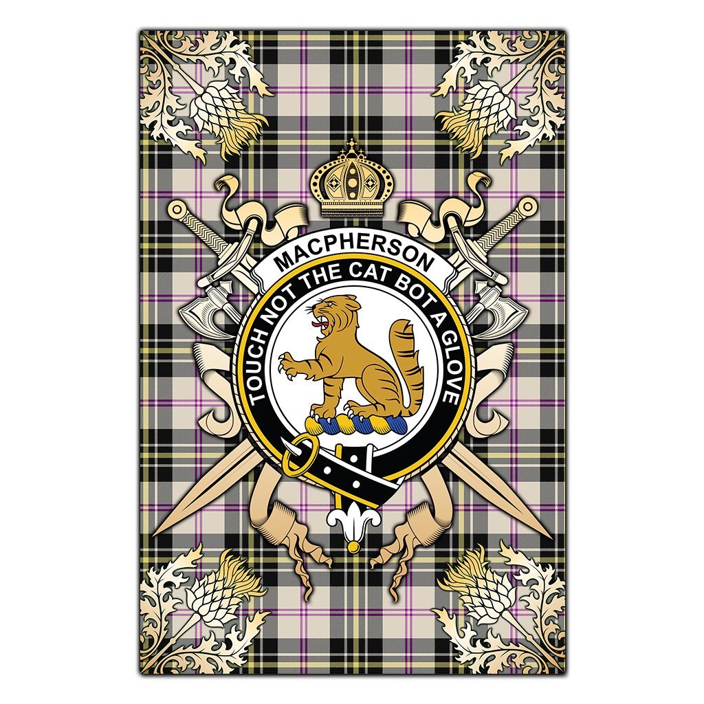 Clan MacPherson Dress Ancient Tartan Crest Black Garden Flag  - Gold Thistle  JY80 Clan MacPherson Tartan Today   
