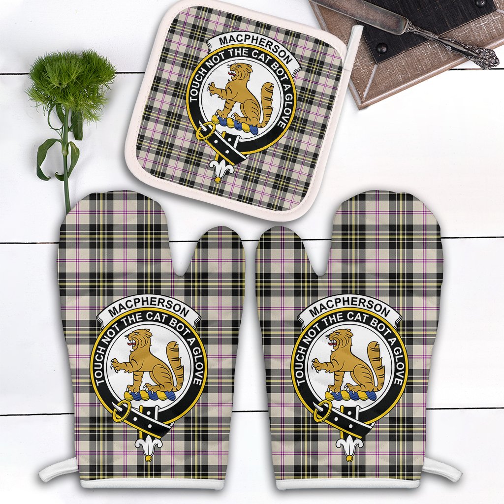 Clan MacPherson Dress Ancient Tartan Crest Oven Mitt And Pot Holder (2 Oven Mitts + 1 Pot Holder) JL14 Clan MacPherson Tartan Today   