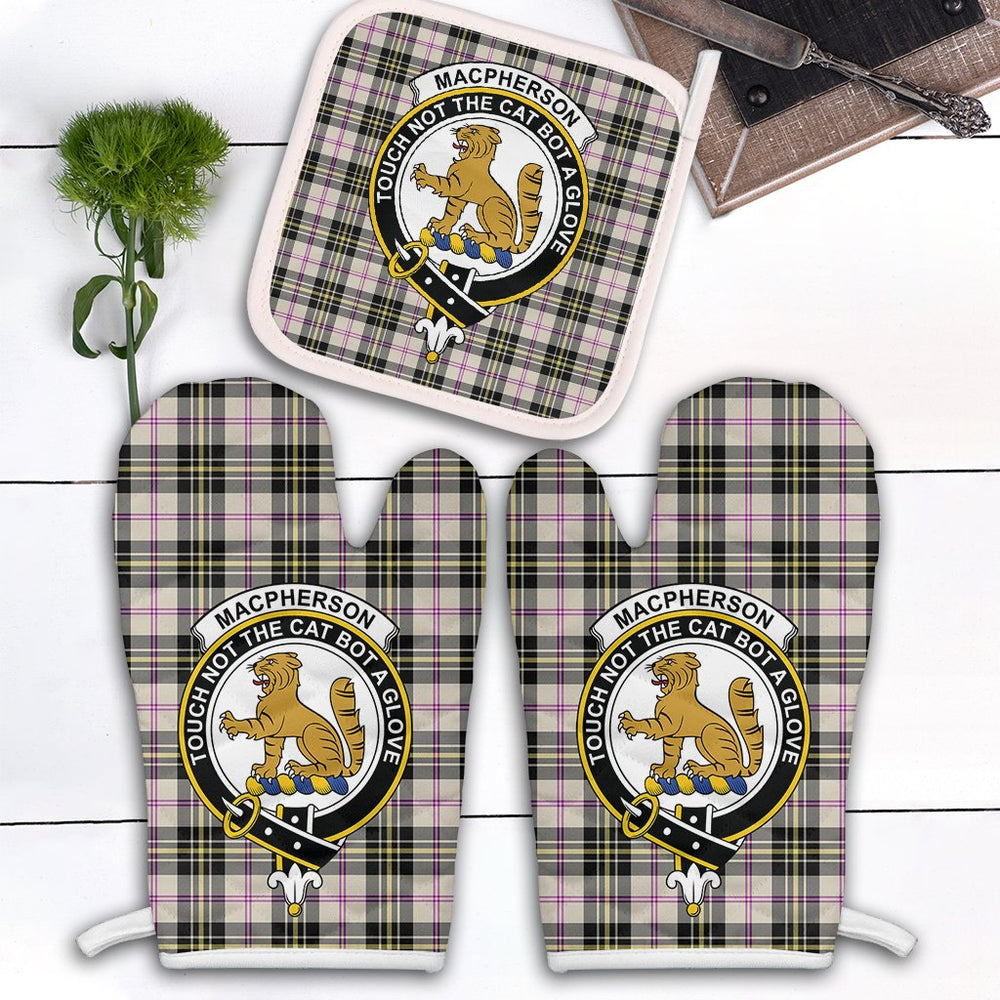 Clan MacPherson Dress Ancient Tartan Crest Oven Mitt And Pot Holder (2 Oven Mitts + 1 Pot Holder) JL14 Clan MacPherson Tartan Today   