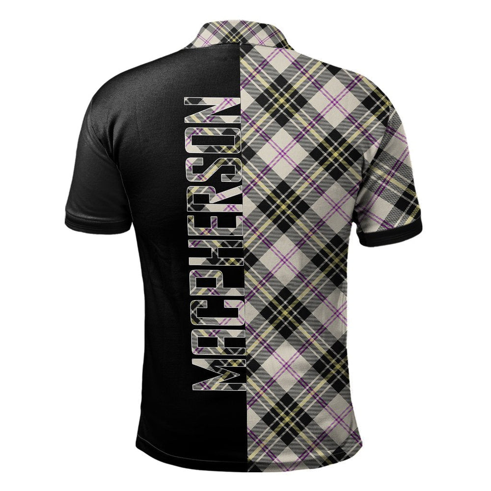 Clan MacPherson Dress Ancient Tartan Polo Shirt Half of Me - Cross Style XT31 MacPherson Dress Ancient Tartan Tartan Polo   