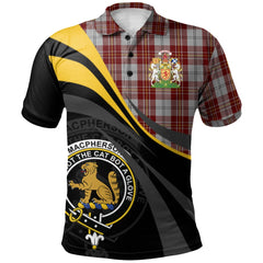 Clan MacPherson Dress Burgundy Tartan Polo Shirt - Royal Coat Of Arms Style YU37 MacPherson Dress Burgundy Tartan Tartan Polo   