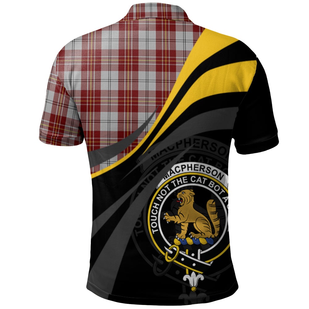 Clan MacPherson Dress Burgundy Tartan Polo Shirt - Royal Coat Of Arms Style YU37 MacPherson Dress Burgundy Tartan Tartan Polo   