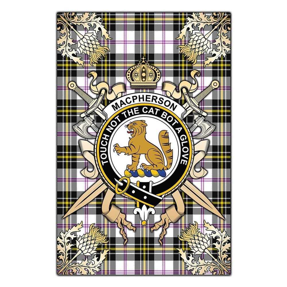 Clan MacPherson Dress Modern Tartan Crest Black Garden Flag  - Gold Thistle  PX10 Clan MacPherson Tartan Today   