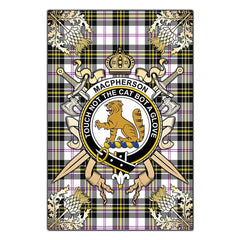 Clan MacPherson Dress Modern Tartan Crest Black Garden Flag  - Gold Thistle  PX10 Clan MacPherson Tartan Today   