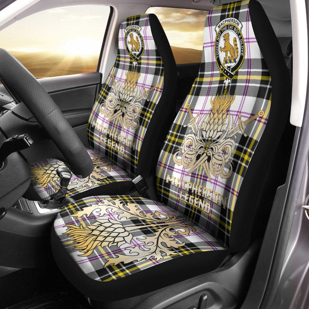Clan MacPherson Dress Modern Tartan Crest Car Seat Cover  - Gold Thistle Courage Symbol StyleHX36 Clan MacPherson Tartan Today   