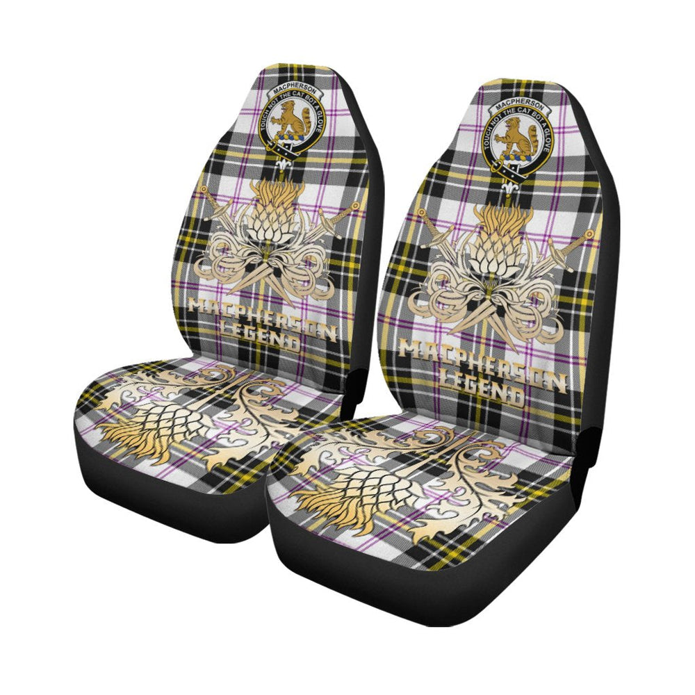 Clan MacPherson Dress Modern Tartan Crest Car Seat Cover  - Gold Thistle Courage Symbol StyleHX36 Clan MacPherson Tartan Today   