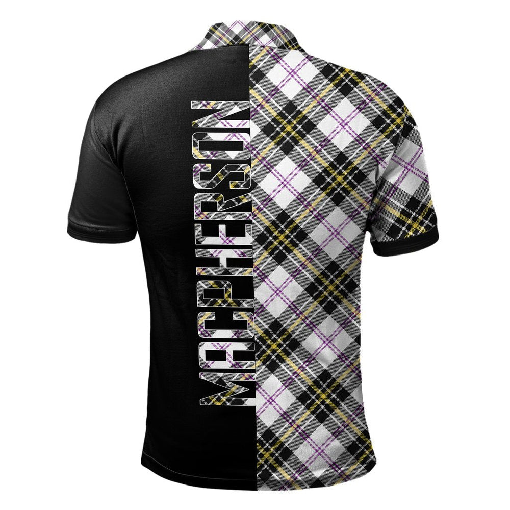 Clan MacPherson Dress Modern Tartan Polo Shirt Half of Me - Cross Style IH34 MacPherson Dress Modern Tartan Tartan Polo   