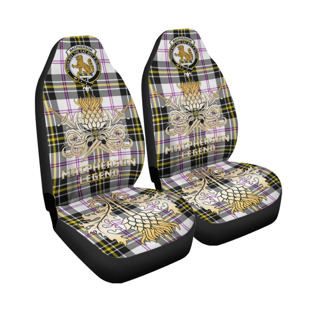 Clan MacPherson Dress Modern Tartan Crest Car Seat Cover  - Gold Thistle Courage Symbol StyleHX36 Clan MacPherson Tartan Today   
