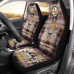 Clan MacPherson Hunting Ancient Tartan Crest Car Seat Cover  - Gold Thistle Courage Symbol StyleSP85 Clan MacPherson Tartan Today   