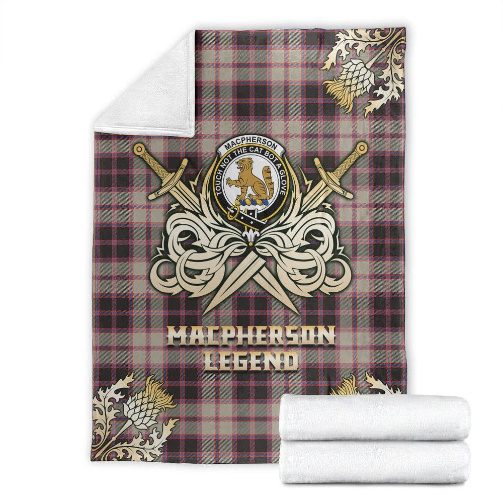 Clan MacPherson Hunting Ancient Tartan Gold Courage Symbol Blanket BP17 Clan MacPherson Tartan Today   