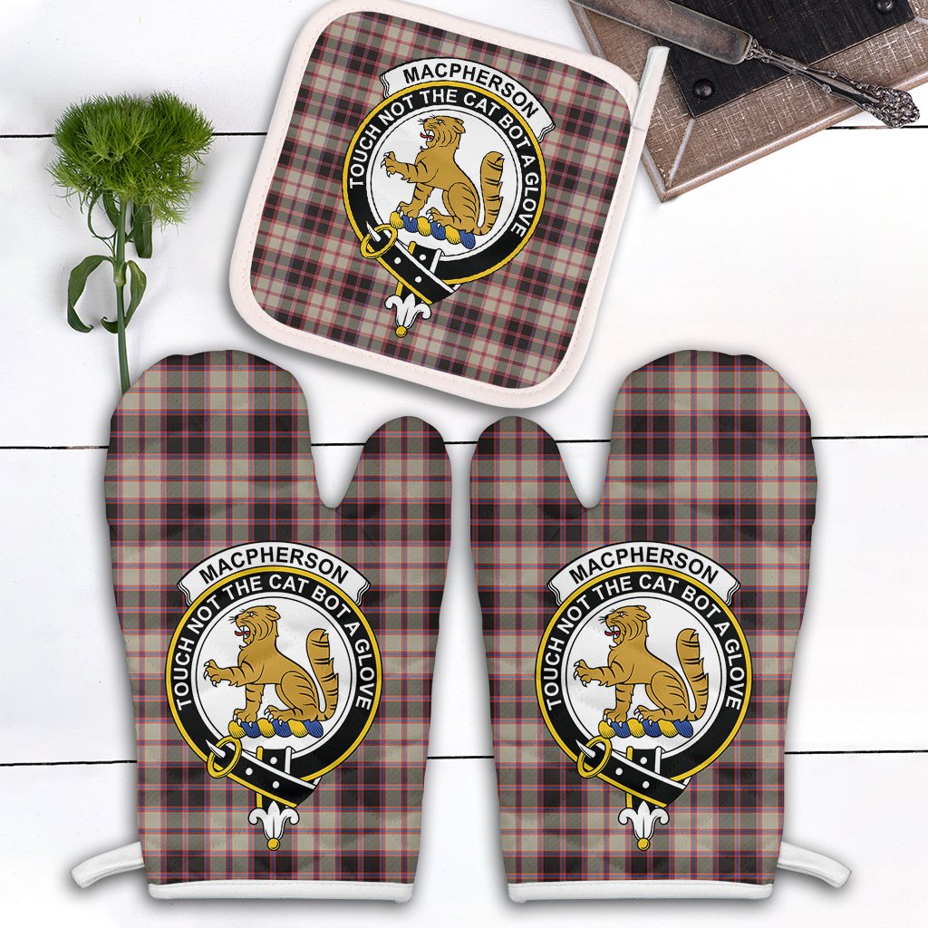 Clan MacPherson Hunting Ancient Tartan Crest Oven Mitt And Pot Holder (2 Oven Mitts + 1 Pot Holder) GU60 Clan MacPherson Tartan Today   