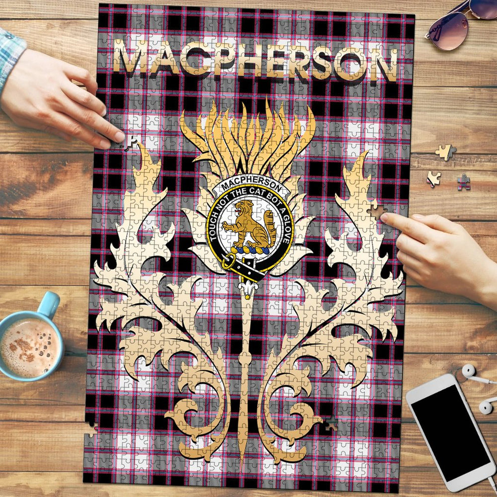 Clan MacPherson Hunting Modern Tartan Crest Thistle Jigsaw Puzzles Gift For Family JX30 Clan MacPherson Tartan Today   