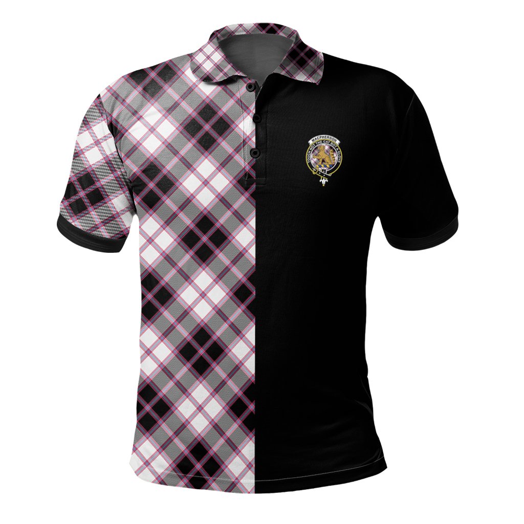 Clan MacPherson Hunting Modern Tartan Polo Shirt Half of Me - Cross Style CT16 MacPherson Hunting Modern Tartan Tartan Polo   