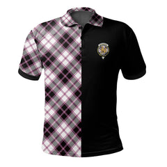 Clan MacPherson Hunting Modern Tartan Polo Shirt Half of Me - Cross Style CT16 MacPherson Hunting Modern Tartan Tartan Polo   