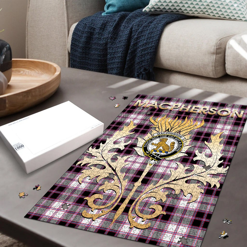 Clan MacPherson Hunting Modern Tartan Crest Thistle Jigsaw Puzzles Gift For Family JX30 Clan MacPherson Tartan Today   