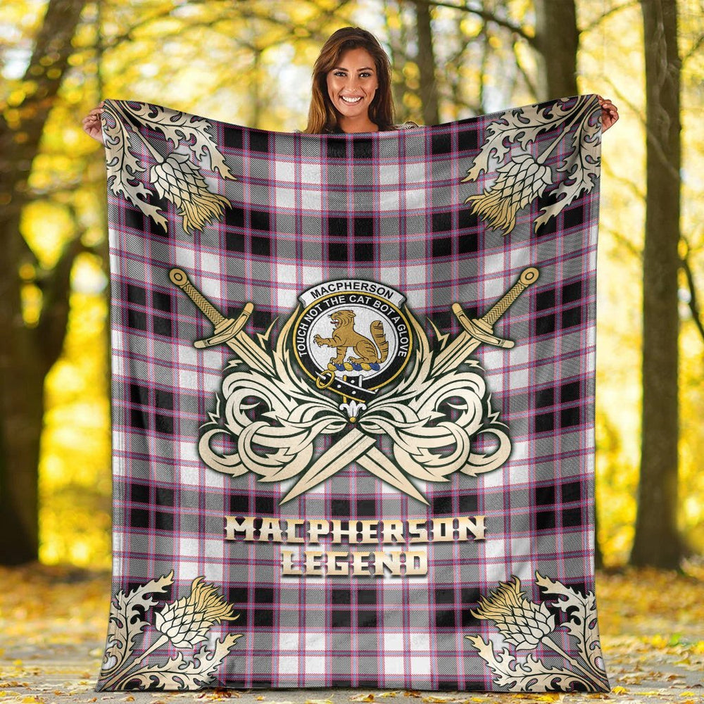 Clan MacPherson Hunting Modern Tartan Gold Courage Symbol Blanket FY80 Clan MacPherson Tartan Today   