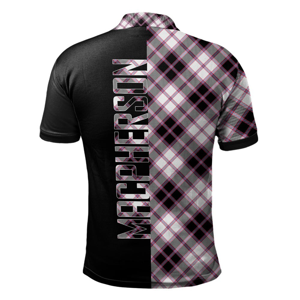 Clan MacPherson Hunting Modern Tartan Polo Shirt Half of Me - Cross Style CT16 MacPherson Hunting Modern Tartan Tartan Polo   