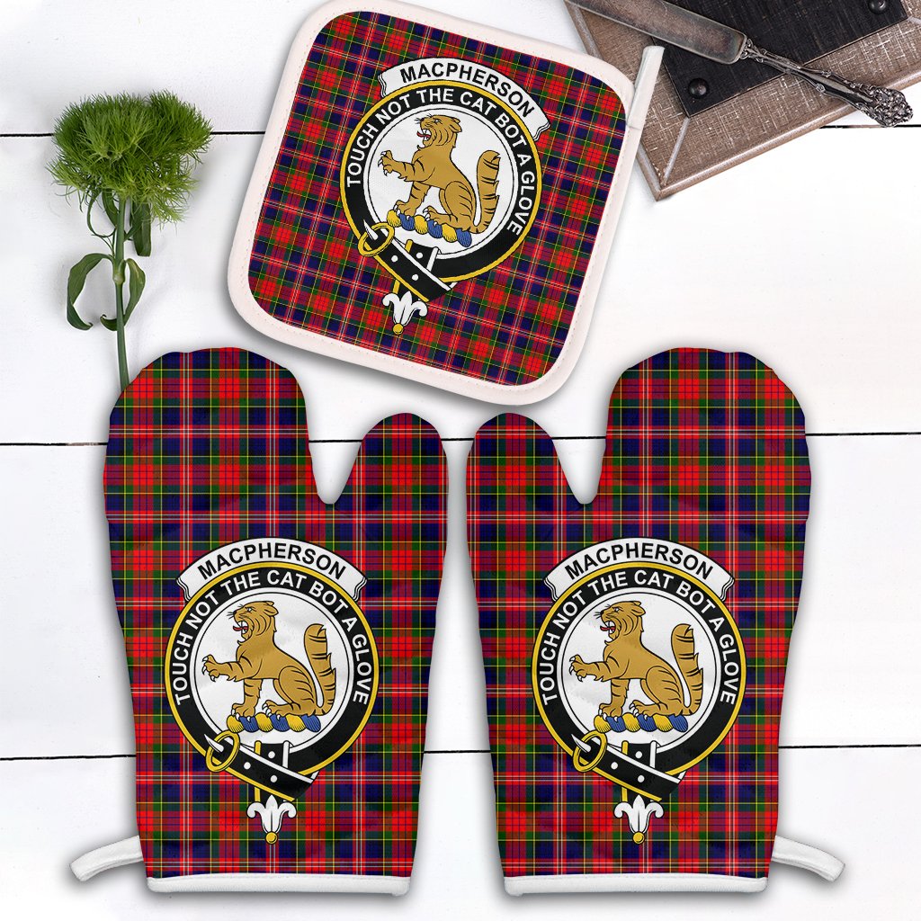 Clan MacPherson Modern Tartan Crest Oven Mitt And Pot Holder (2 Oven Mitts + 1 Pot Holder) XN59 Clan MacPherson Tartan Today   