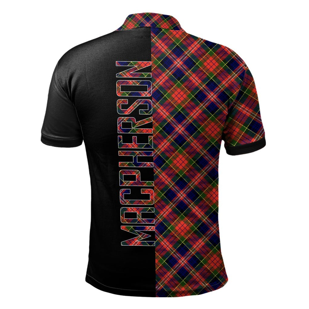 Clan MacPherson Modern Tartan Polo Shirt Half of Me - Cross Style MA37 MacPherson Modern Tartan Tartan Polo   