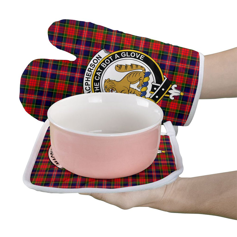 Clan MacPherson Modern Tartan Crest Oven Mitt And Pot Holder (2 Oven Mitts + 1 Pot Holder) XN59 Clan MacPherson Tartan Today   