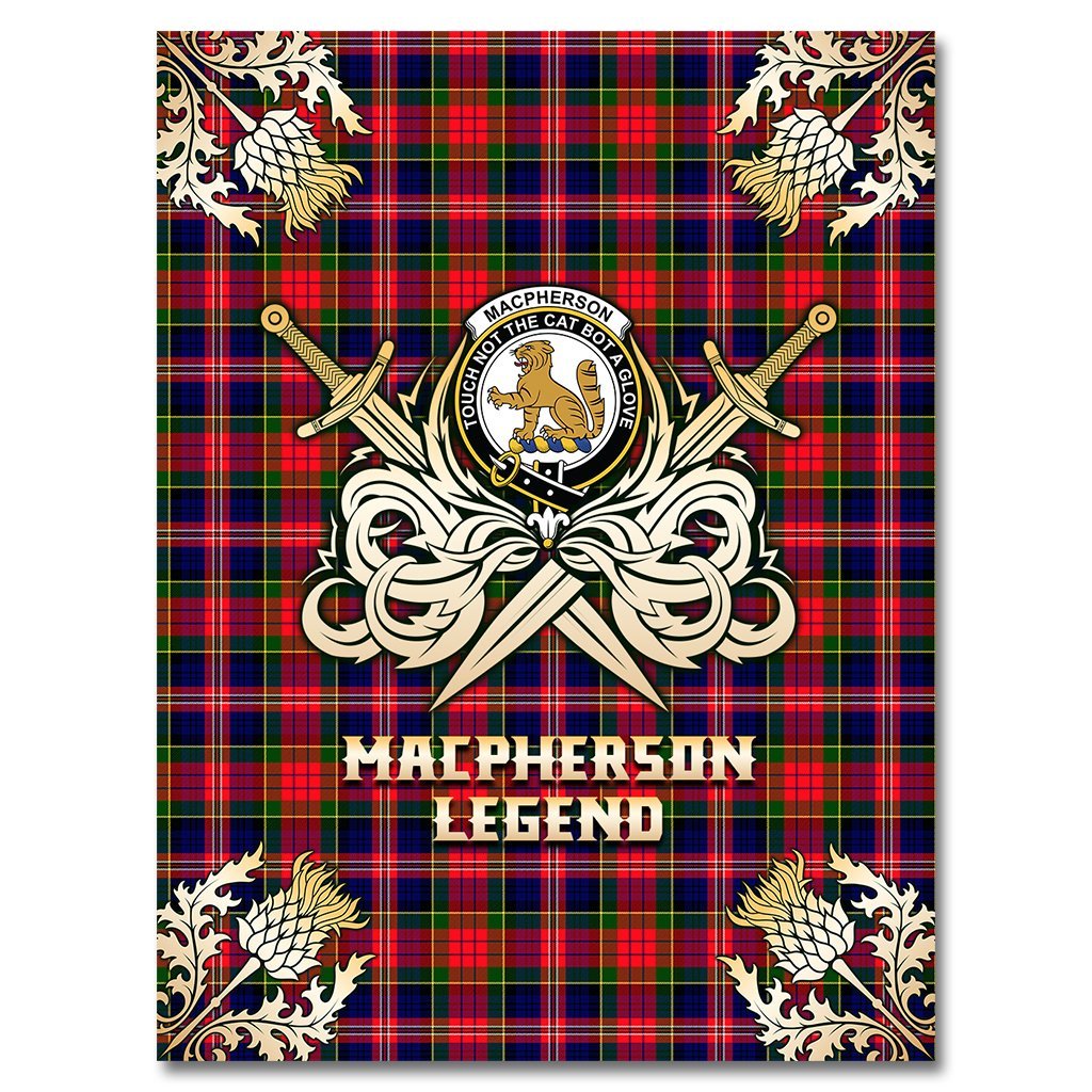 Clan MacPherson Modern Tartan Gold Courage Symbol Blanket UQ85 Clan MacPherson Tartan Today   