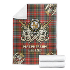 Clan MacPherson Weathered Tartan Gold Courage Symbol Blanket RL50 Clan MacPherson Tartan Today   