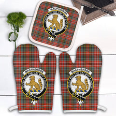 Clan MacPherson Weathered Tartan Crest Oven Mitt And Pot Holder (2 Oven Mitts + 1 Pot Holder) MW78 Clan MacPherson Tartan Today   