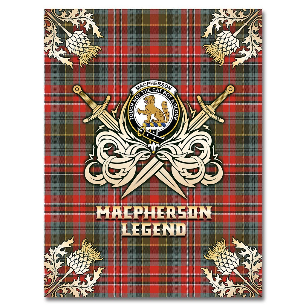 Clan MacPherson Weathered Tartan Gold Courage Symbol Blanket RL50 Clan MacPherson Tartan Today   