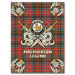 Clan MacPherson Weathered Tartan Gold Courage Symbol Blanket RL50 Clan MacPherson Tartan Today   