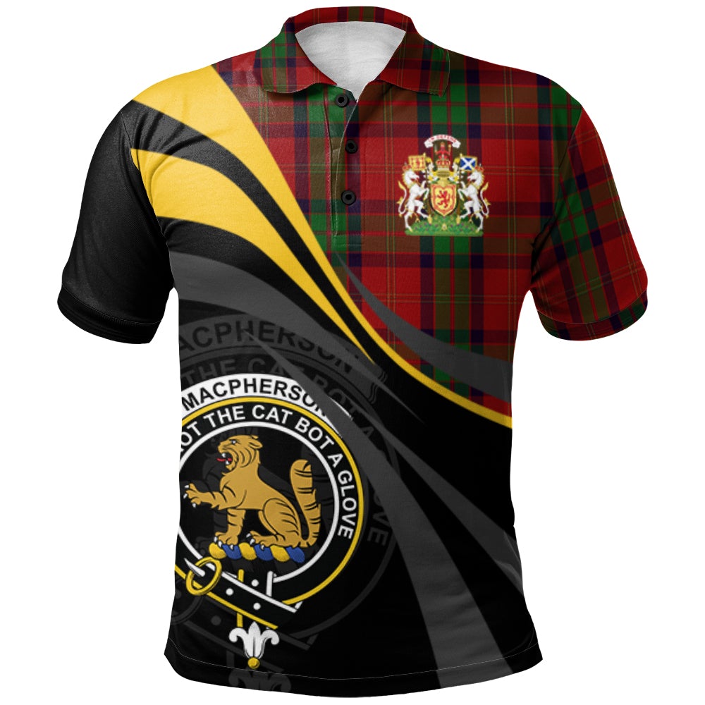 Clan MacPherson of Cluny Tartan Polo Shirt - Royal Coat Of Arms Style JG65 MacPherson of Cluny Tartan Tartan Polo   