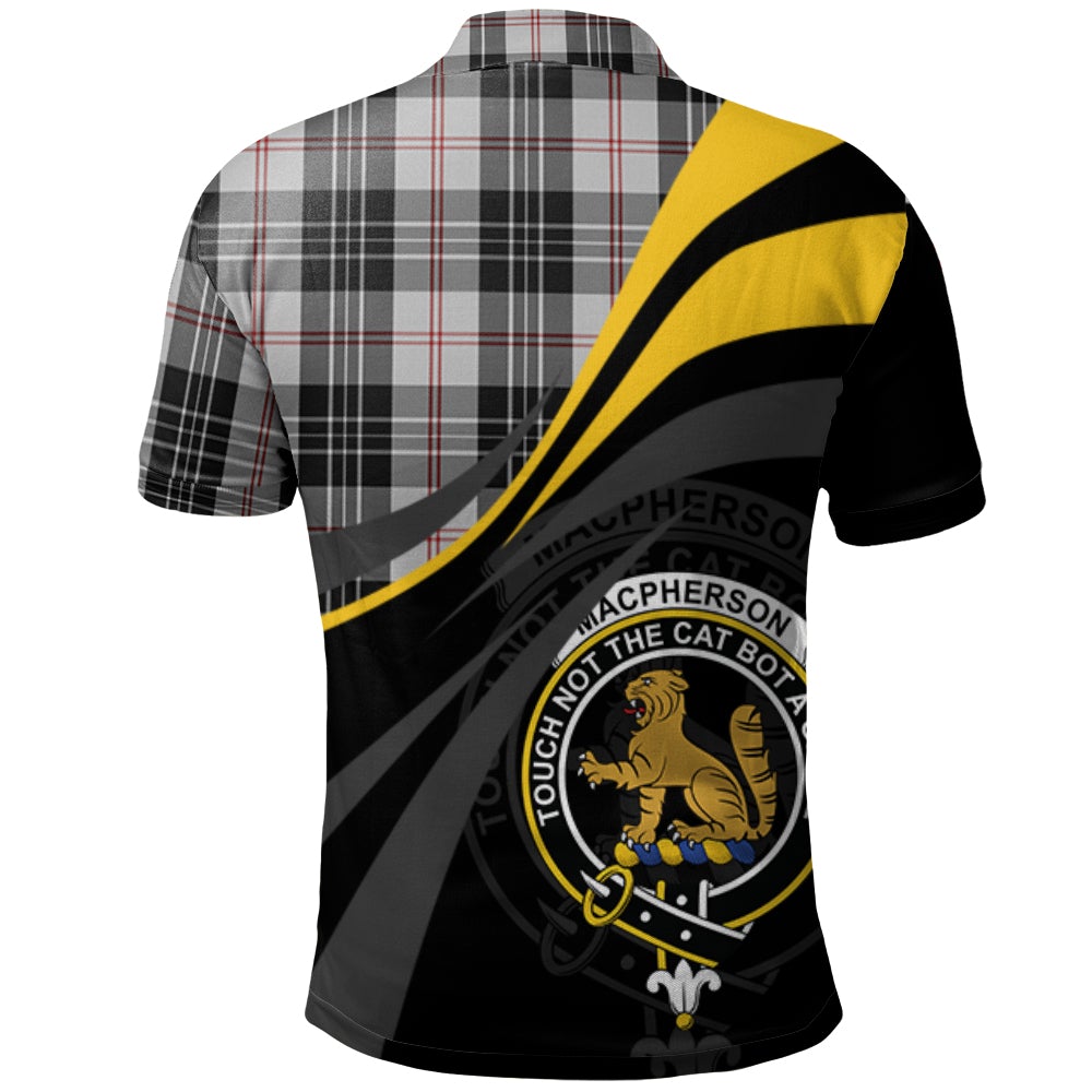 Clan MacPherson of Cluny Black and White Tartan Polo Shirt - Royal Coat Of Arms Style RC56 MacPherson of Cluny Black and White Tartan Tartan Polo   