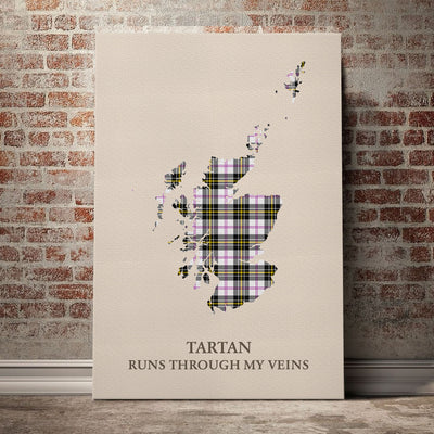 Clan MacPherson Dress Modern Tartan Scotland Map Canvas “Tartan Runs Through My Veins” Wall Art WS81