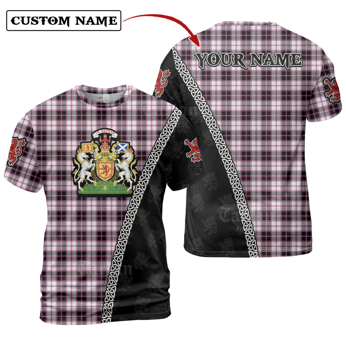 MacPherson Hunting Modern Tartan Shirt with Scotland Coat of Arms & Custom Name LW71