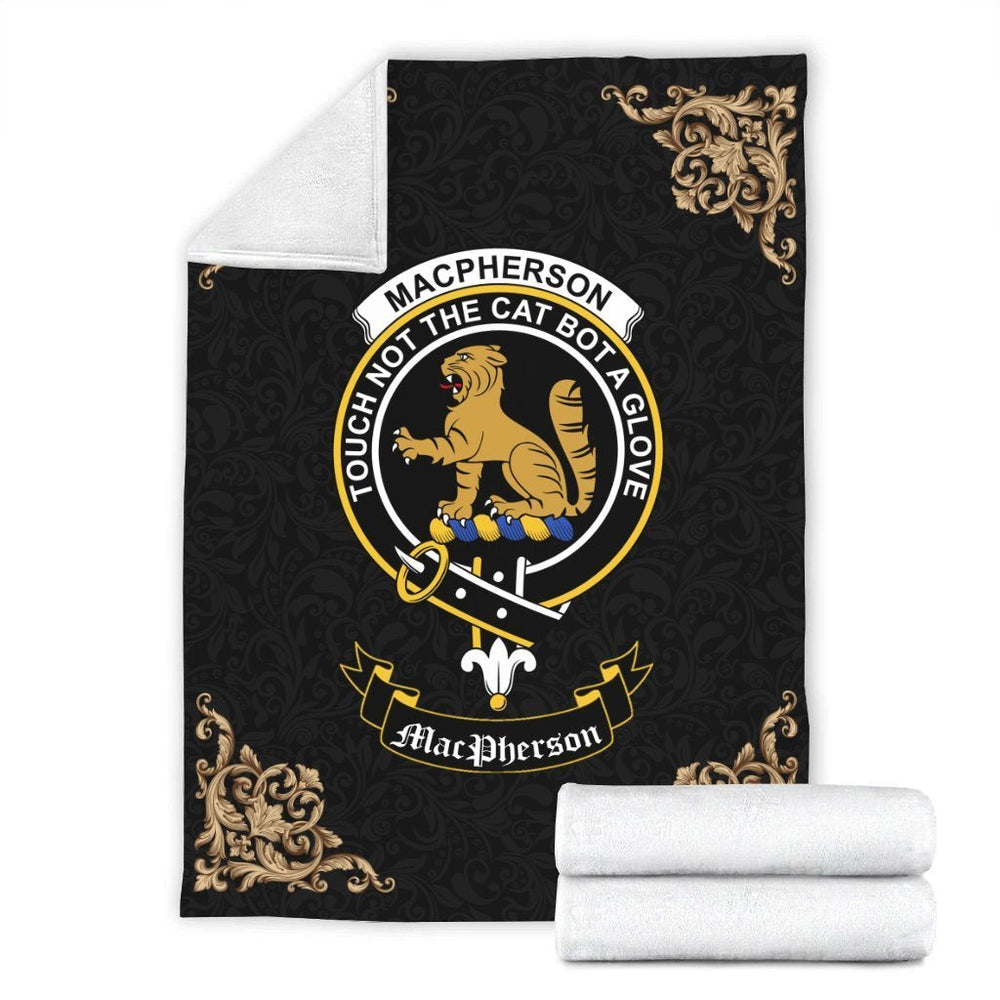 Clan MacPherson (Chief) Crest Tartan Premium Blanket Black RV66 Clan MacPherson Tartan Today   