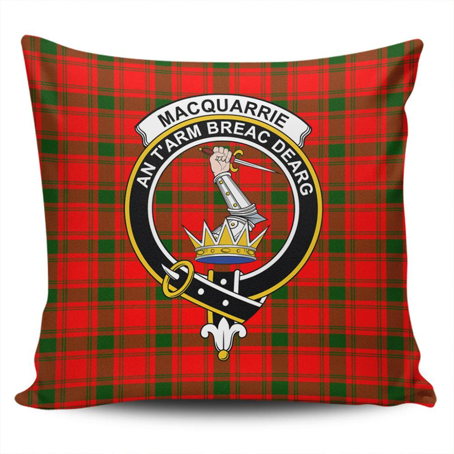 Clan MacQuarrie Modern Tartan Crest Pillow Cover