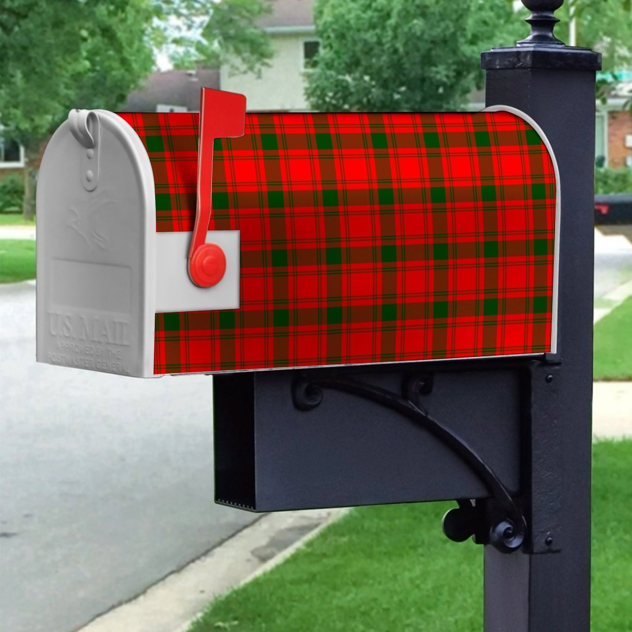 Clan MacQuarrie Modern Tartan Crest Mailbox PL95 Clan MacQuarrie Tartan Today   