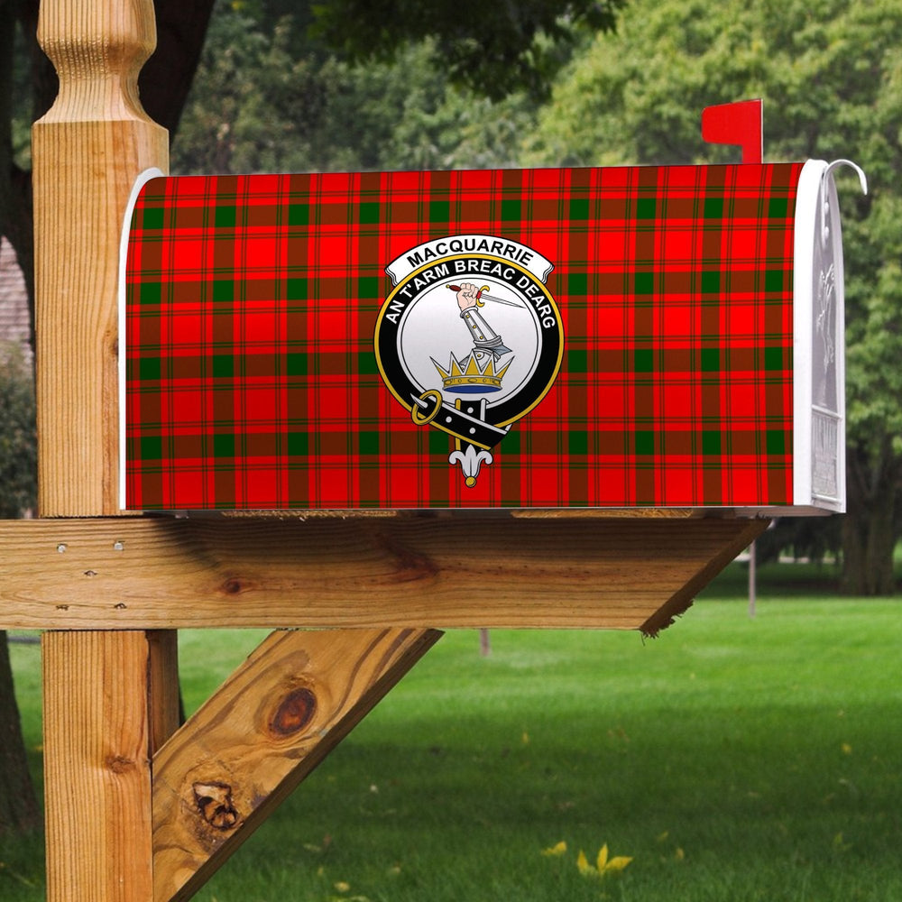 Clan MacQuarrie Modern Tartan Crest Mailbox PL95 Clan MacQuarrie Tartan Today   