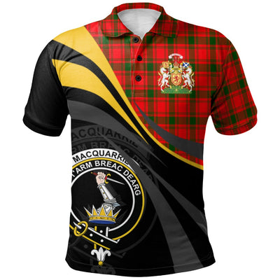 Clan MacQuarrie Modern Tartan Polo Shirt - Royal Coat Of Arms Style