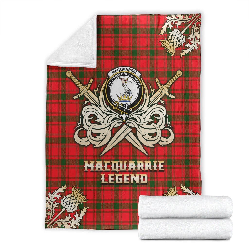 Clan MacQuarrie Modern Tartan Gold Courage Symbol Blanket PD52 Clan MacQuarrie Tartan Today   