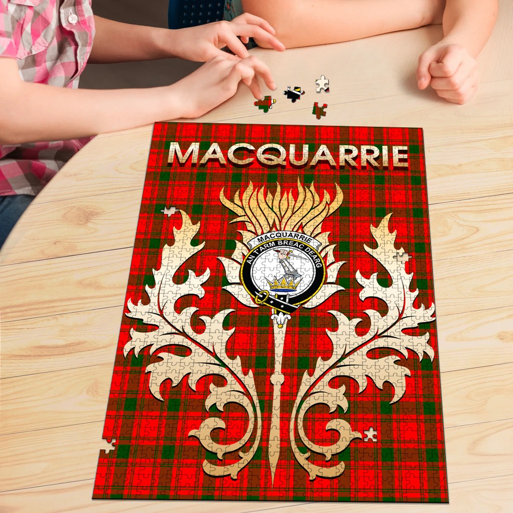 Clan MacQuarrie Modern Tartan Crest Thistle Jigsaw Puzzles Gift For Family YY24 Clan MacQuarrie Tartan Today   