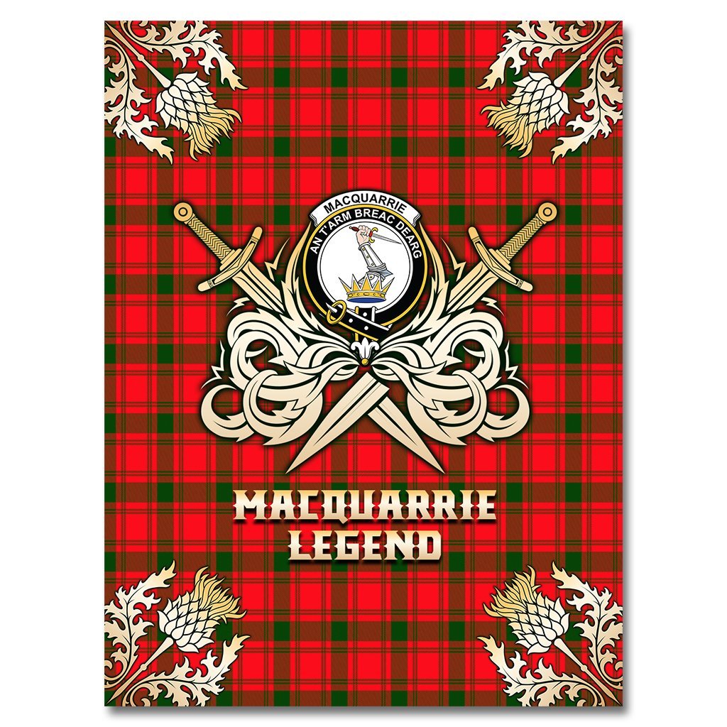 Clan MacQuarrie Modern Tartan Gold Courage Symbol Blanket PD52 Clan MacQuarrie Tartan Today   