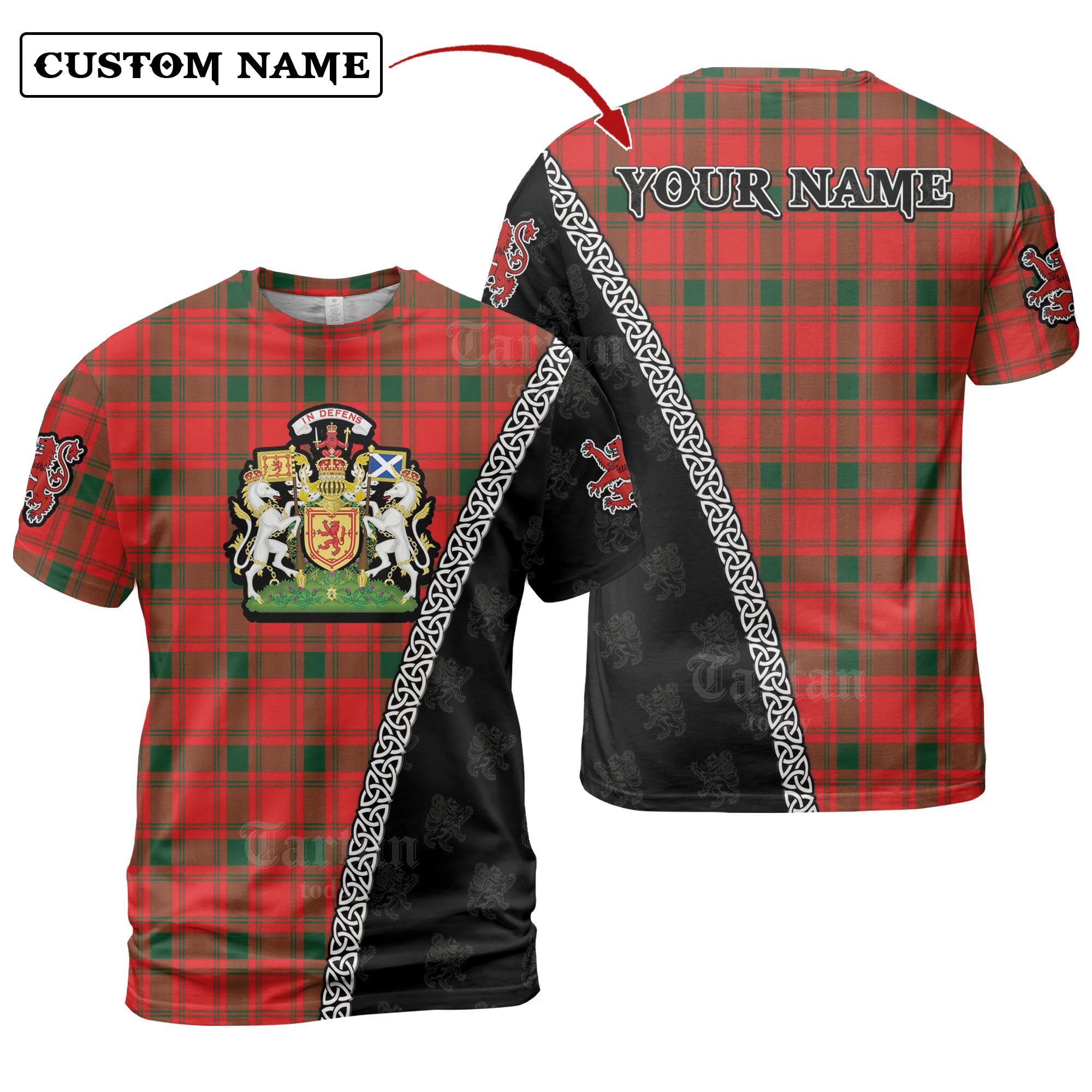 MacQuarrie Modern Tartan Shirt with Scotland Coat of Arms & Custom Name AY30